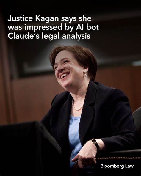 Kagan Says She Was Impressed by AI Bot Claude's Legal Analysis