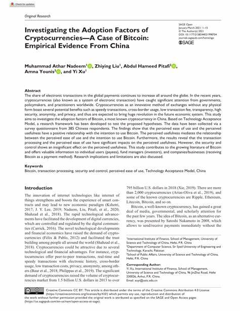 (PDF) Investigating the Adoption Factors of Cryptocurrencies—A Case of Bitcoin: Empirical Evidence From China - ResearchGate