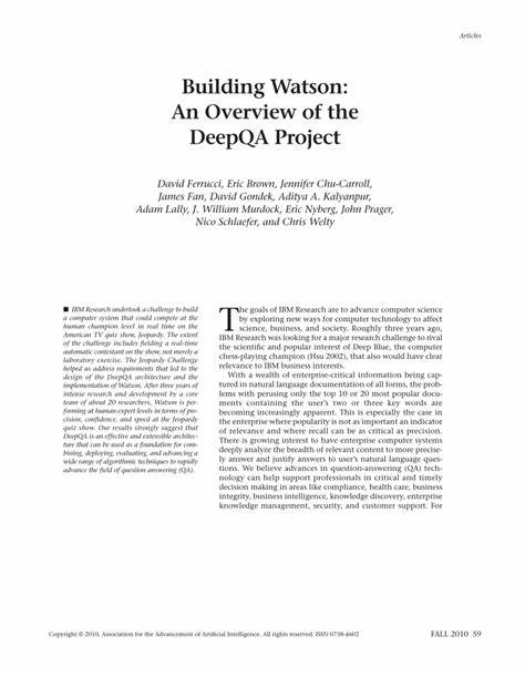 Building Watson: An Overview of the DeepQA Project (2010)