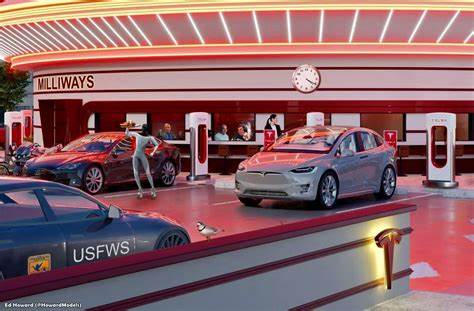 Tesla's new retro-futuristic Supercharger diner
