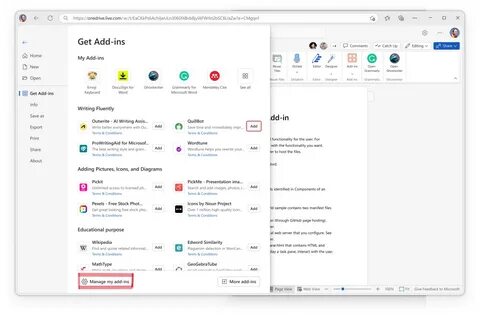 View, manage, and install add-ins for Excel, PowerPoint, and Word 