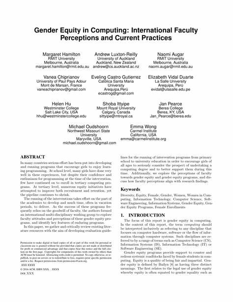 Gender Imbalance in Computing: Faculty Perceptions of Research