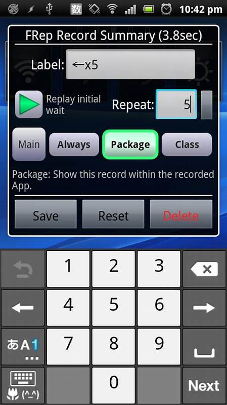 FRep record and replay operation on Android, for automatic or easier operation