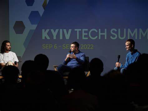 Vitalik Buterin Makes Surprise Appearance at Kyiv Tech Summit in Show of Support for Ukraine - CoinDesk