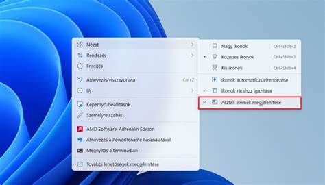 Asztali ikonok megjelenítése parancsiko probléma megoldás - Windows 