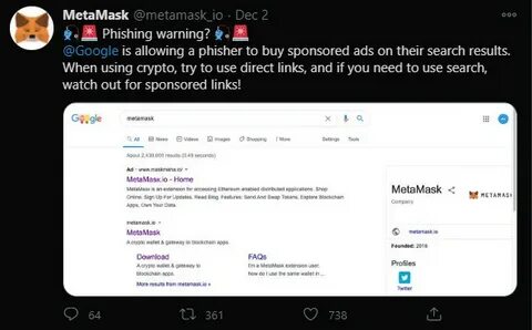 MetaMask phishing steals cryptocurrency wallets via Google ads - BleepingComputer