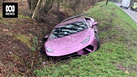 Purple Lamborghini found crashed in a ditch owned by bitcoin investor Michael Hudson - ABC News