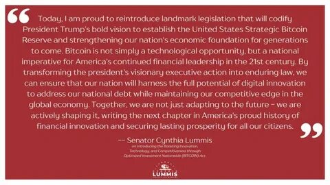 Bitcoin Reserve Is Likely to Come First From States, Senator Lummis Says