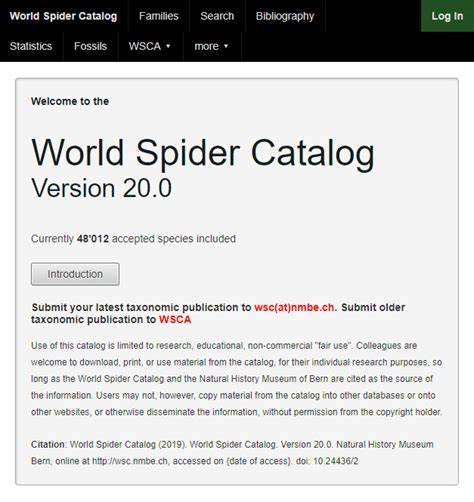 World Spider Catalog Version 26