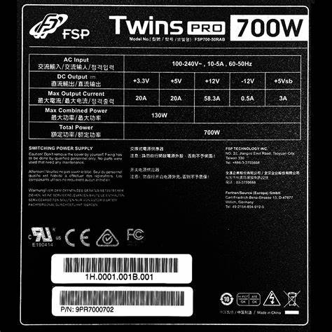 FSP Twins Pro ATX PS2 1+1 Dual Module 700W Certified Efficiency ≥90% 