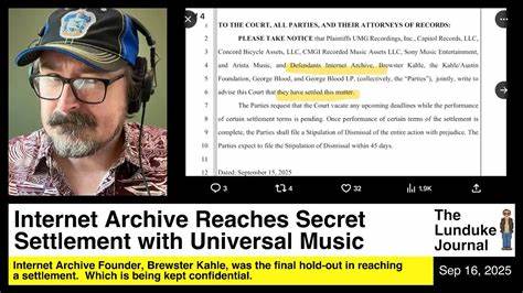 Internet Archive in Settlement Negotiations with Universal [video]