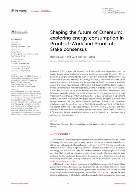 Shaping the future of Ethereum: exploring energy consumption in Proof-of-Work and Proof-of-Stake consensus - Frontiers