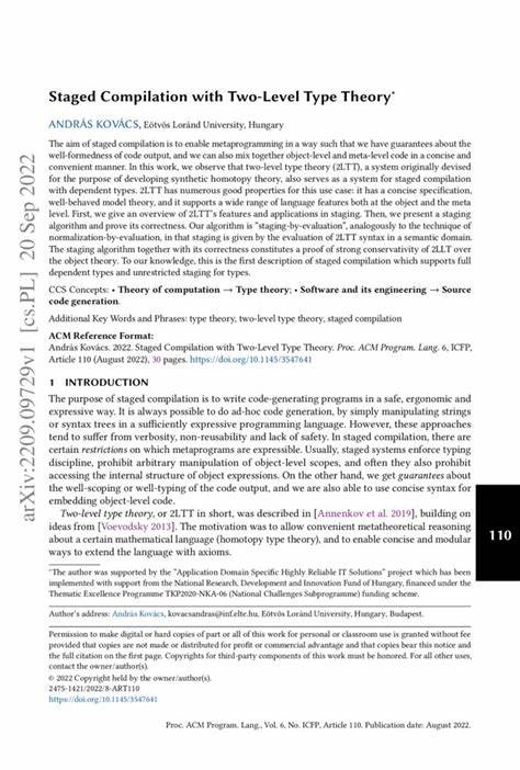 Staged compilation with two-level type theory [pdf]