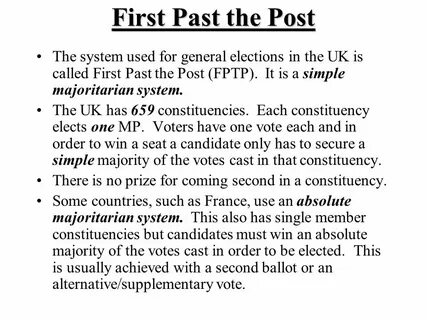 Voting system in UK electionsWhat is the First Past the Post Voting System?