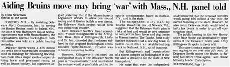 The Collapse of the Boston Bruins' 1981 Move to Salem, New Hampshire