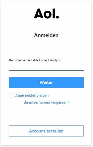 Anmeldung – Bei AOL anmelden