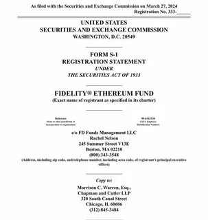 Fidelity Files with SEC for Blockchain-Based Dollar Fund on Ethereum - Live Bitcoin News