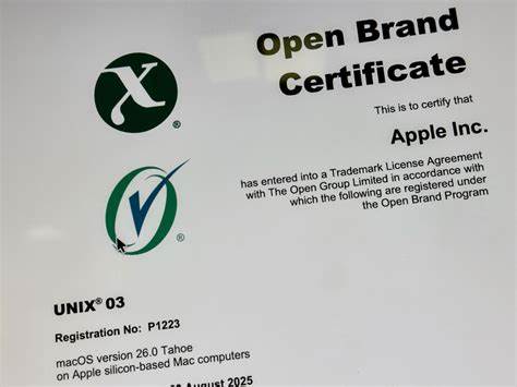 macOS Tahoe is certified Unix 03 [pdf]