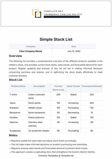 Weekly Stock List
