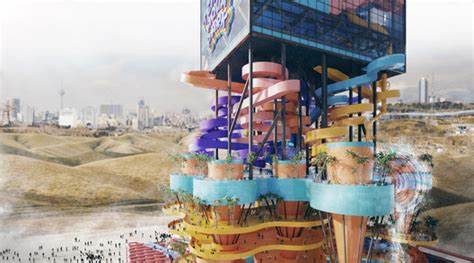 Tehran Skyscraper Combines Cryptocurrency Mining with Vertical Water Park - ArchDaily