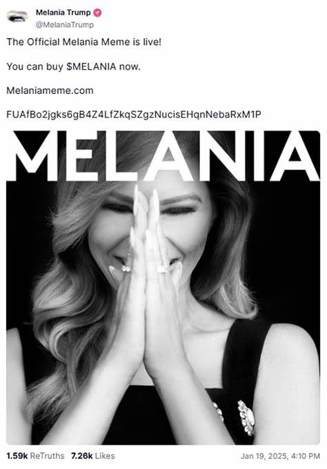 Melania releases own meme coin after Trump's new cryptocurrency reaches staggering value - Daily Mail