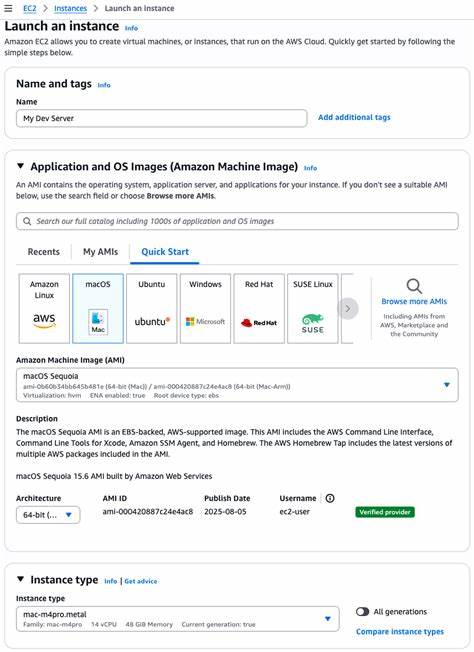 Amazon EC2 M4 and M4 Pro Mac Instances