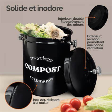Composteur, bac, poubelle à compost de cuisine 5L rond en Inox - Castorama