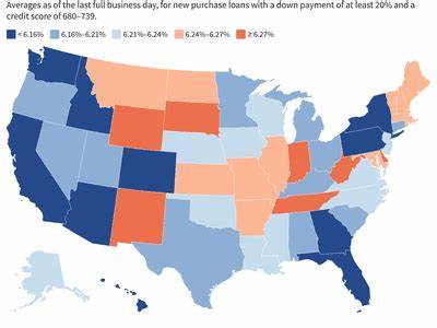 This map compares average mortgage rates by state