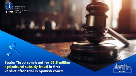 Spain: Three convicted for €3.8 million agricultural subsidy fraud in first verdict after trial in Spanish courts