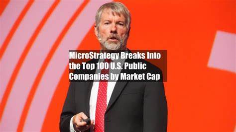 MicroStrategy breaks into the top 100 US public companies by market cap