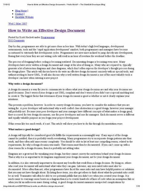 Writing a Good Design Document