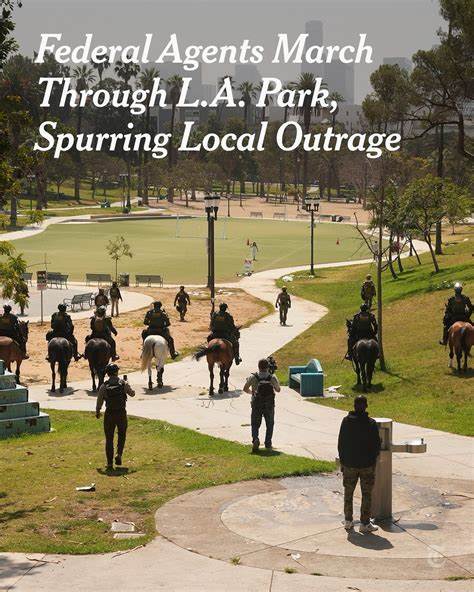 Federal Agents March Through L.A. Park, Spurring Local Outrage