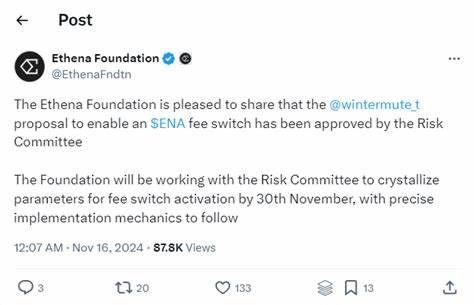Ethena Foundation Seeks to Activate Fee Switch