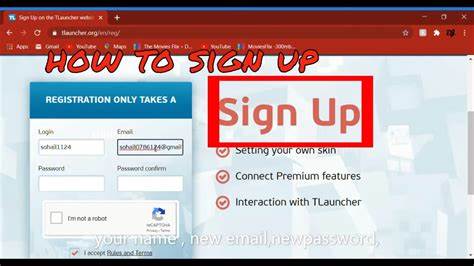 Sign Up on the TLauncher website