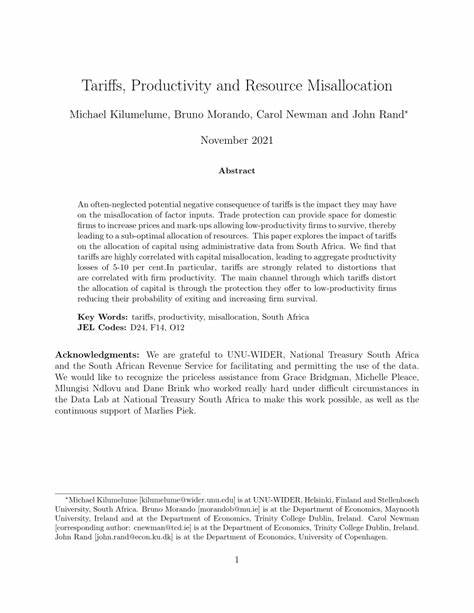 Tariffs, Productivity and Resource Misallocation