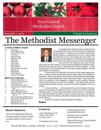 Newsletter of First United Methodist Church Dec. 2021