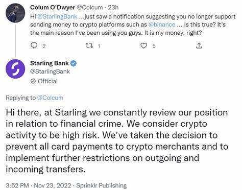 UK Bank Starling Blocks Payments to Crypto Platforms — Claims Crypto Is High Risk, Heavily Used for Criminal Purposes - Bitcoin.com News