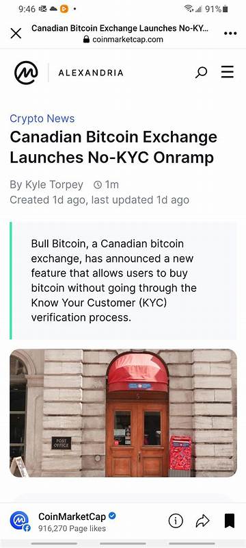 Canadian Bitcoin Exchange Launches No-KYC Onramp - CoinMarketCap