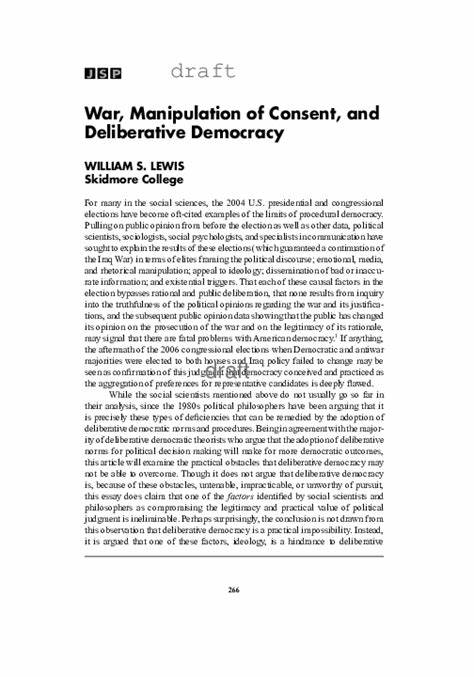 War, Manipulation of Consent, and Deliberative Democracy