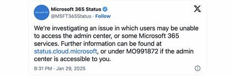 Microsoft investigates outage affecting Microsoft 365 admin center