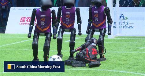 China hosts first autonomous AI robot football match