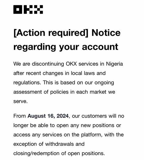 OKX ceasing all services in Nigeria by end of August - The Block