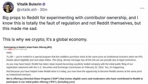 Ethereum’s Vitalik Buterin Hails Reddit IPO, But Says “This Make Me Sad” - CoinGape