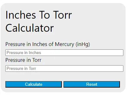 Torr Pressure Conversion Calculator - Inch Calculator