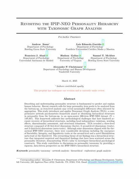 Revisiting the IPIP-NEO personality hierarchy with taxonomic graph analysis