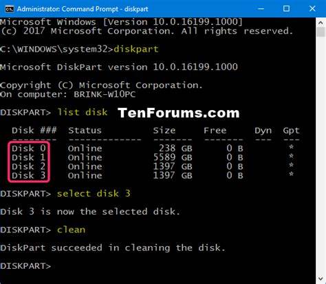 Erase Disk using Diskpart Clean Command in Windows 10