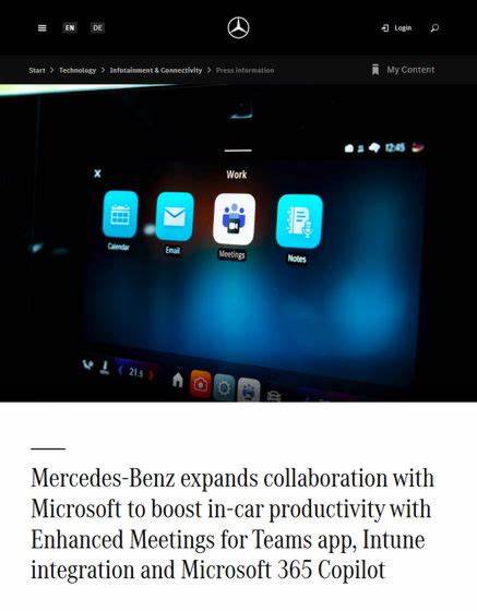 Enhanced Meetings for Microsoft Teams app: Mercedes‑Benz to enable in-car camera