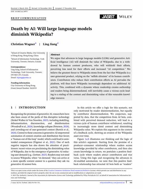 Death by AI: Will large language models diminish Wikipedia?