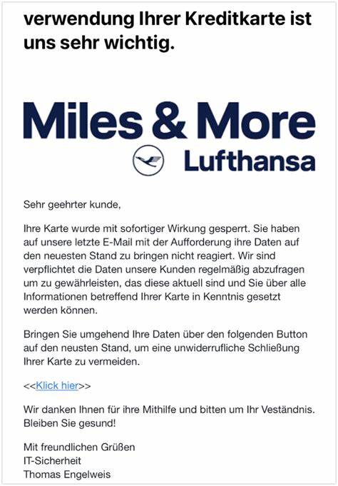 Miles & More: Diese E-Mails und SMS sind Phishing und Spam