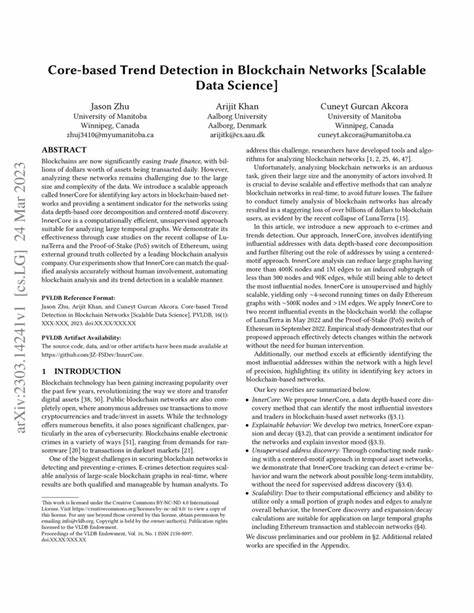 Data depth and core-based trend detection on blockchain transaction networks - Frontiers